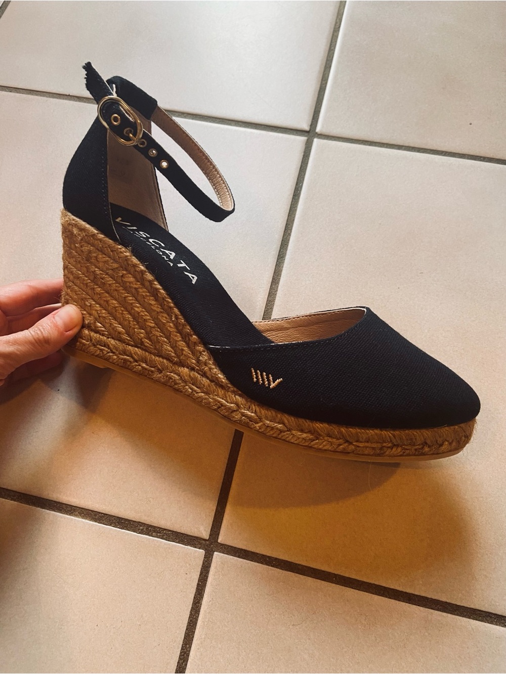 VISCATA Canvas Espadrille Wedge - Black - Picture 3 of 8